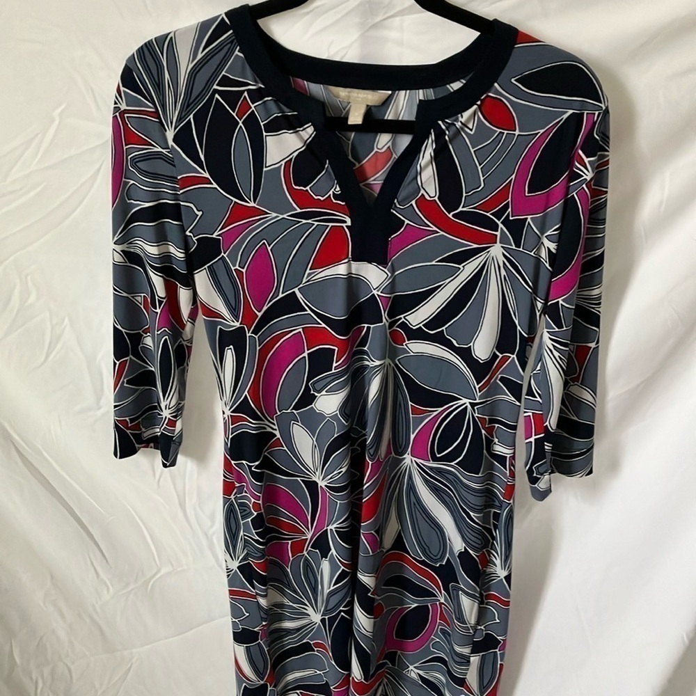 Banana Republic: Navy Blue, Red & Pink MIDI, boxy dress- size S